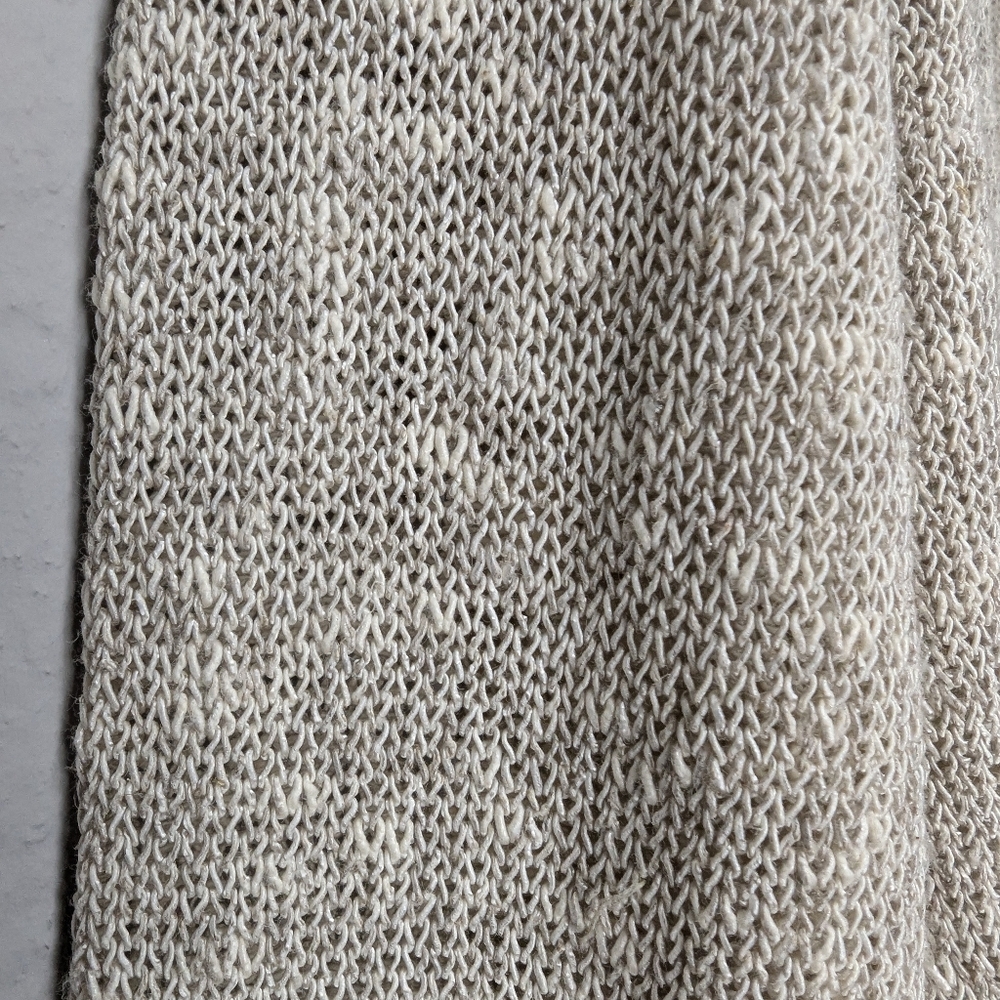 Eileen Fisher Linen Blend Loose Knit Open Cardigan Size M Heathered Beige - Picture 3 of 9